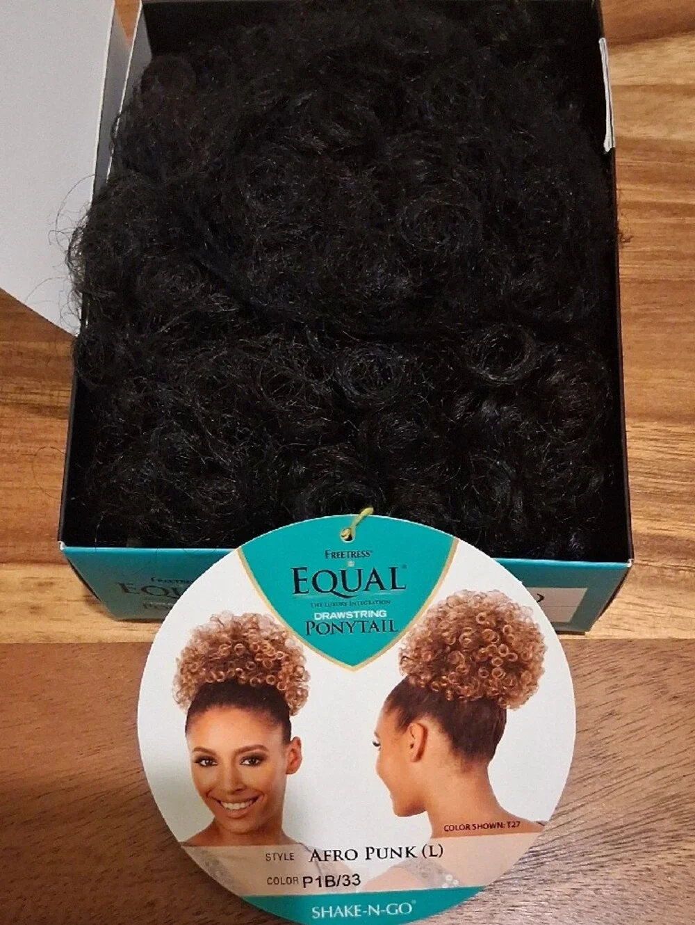 Equal Drawstring Ponytail - Afro Punk (P1B/33) - Black